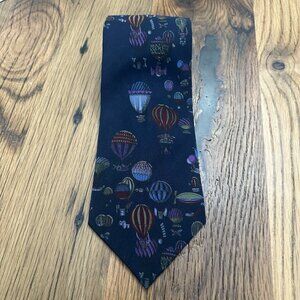 Fornasetti Milano Italy Silk neck tie dark hot air balloon classic point EUC
